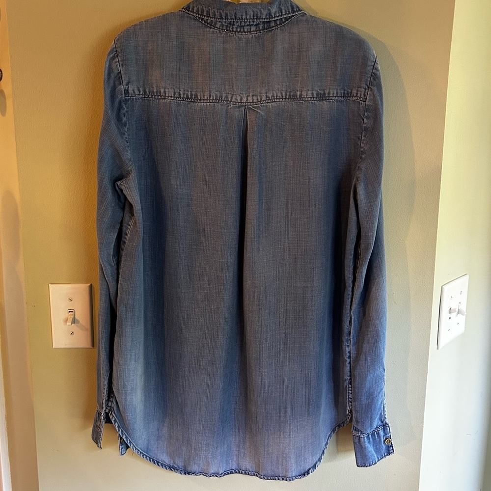 Cloth and Stone Chambray Tunic Boho tie up, long sleeve top Anthropologie, Med - Picture 7 of 11